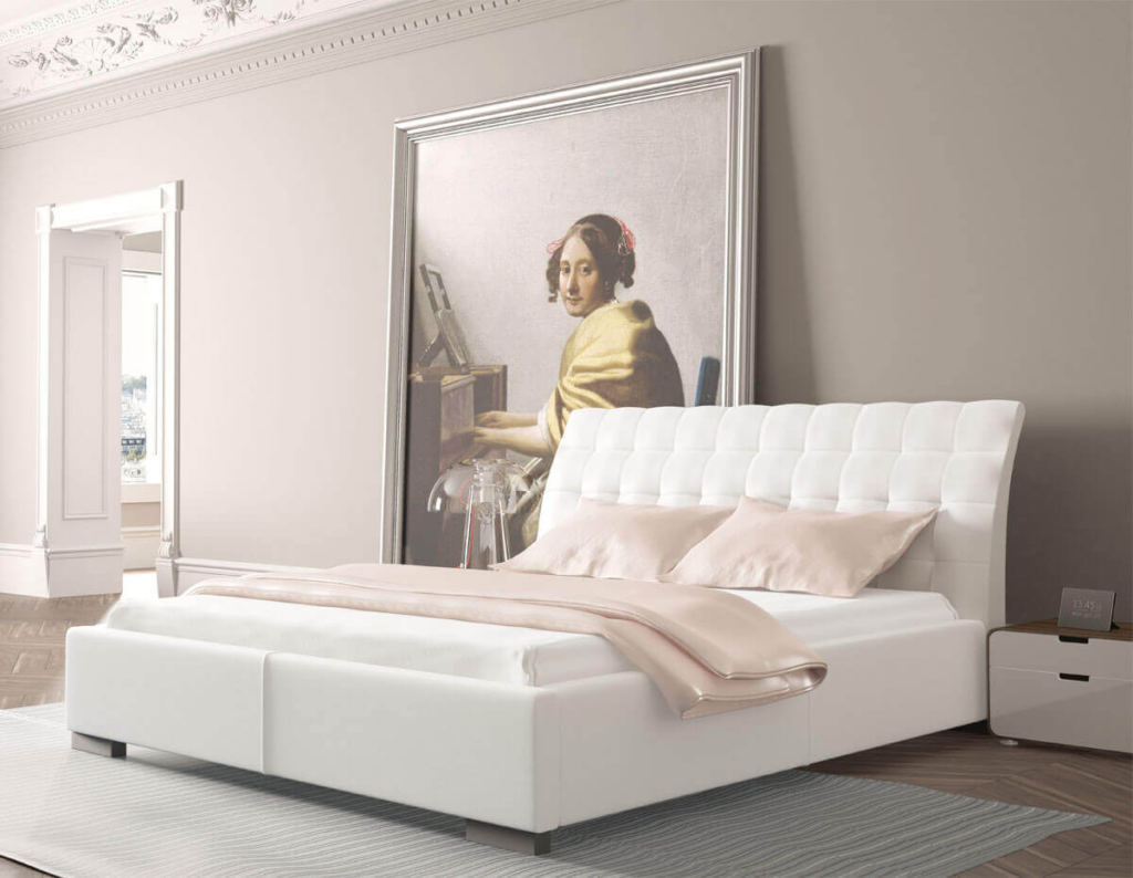 białe łóżko tapicerowane Madison Prestige
