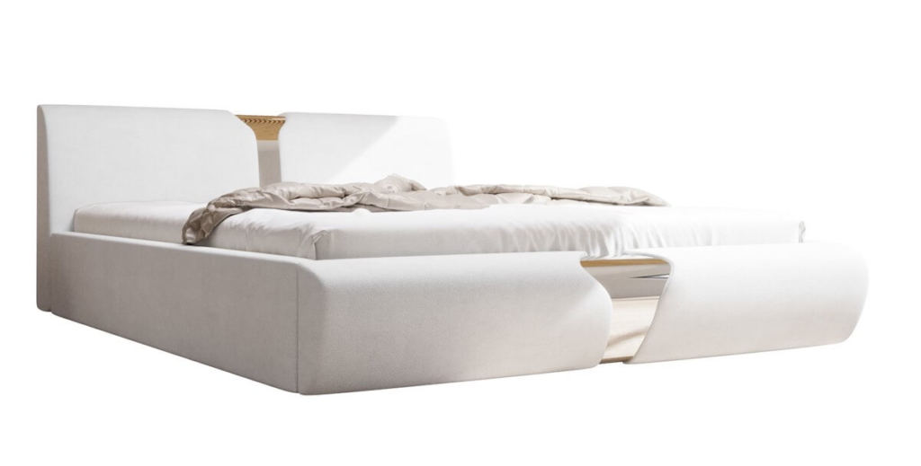 białe łóżko tapicerowane Sofia