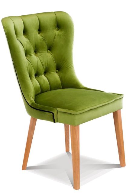 Zielony kolor krzeseł do białego stołu